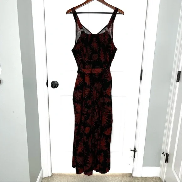 NEW NWT Universal Standard Promenade Linen Wide Leg Jumpsuit Black Red 18 20 M - Picture 7 of 9
